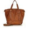 Marco Mazzini Camel veľká kožená shopper kabelka A4