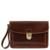 Max - Leather handy wrist bag (Farba Hnedá)