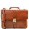 Assisi - Leather briefcase 3 compartments (Farba Čierna)