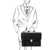 Assisi - Leather briefcase 3 compartments (Farba Čierna)