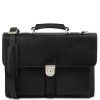 Assisi - Leather briefcase 3 compartments (Farba Čierna)