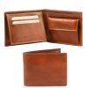 Exclusive 3 fold leather wallet for men with coin pocket (Farba Hnedá)