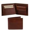 Exclusive 3 fold leather wallet for men with coin pocket (Farba Hnedá)