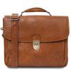 Alessandria - Leather multi compartment laptop briefcase (Farba Hnedá)