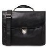 Alessandria - Leather multi compartment laptop briefcase (Farba Hnedá)