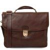 Alessandria - Leather multi compartment laptop briefcase (Farba Hnedá)