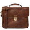 Alessandria - Leather multi compartment laptop briefcase (Farba Hnedá)