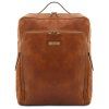 Bangkok - Leather laptop backpack - Large size (Farba Hnedá)