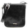 TL Messenger - Two compartments leather shoulder bag (Farba Čierna)