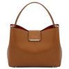 Clio - Leather secchiello bag (Farba Koňaková)