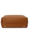 Clio - Leather secchiello bag (Farba Koňaková)