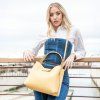Clio - Leather secchiello bag (Farba Pastelovo žltá)