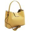 Clio - Leather secchiello bag (Farba Pastelovo žltá)