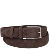 Elegant perforated nubuck leather belt 35mm (Farba Tmavohnedá)