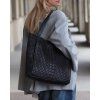 MARCO MAZZINI Čierna dámska kožená kabelka typu hobo bag