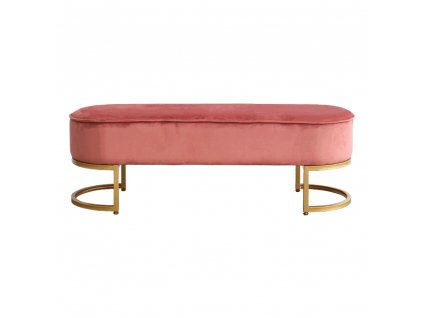 Dizajnová lavica, ružová Velvet látka/gold chróm-zlatý, MIRILA NEW