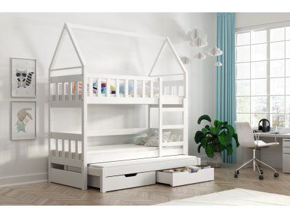 poschodová posteľ DOMEK biela