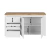 Komoda VILGO 2D3S biely lesk/dub wotan