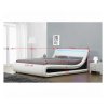 Manželská posteľ s RGB LED osvetlením, biela/čierna, MANILA NEW