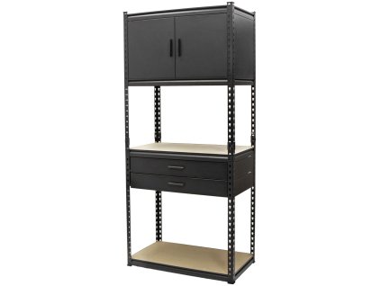 Policový regál MASTER + 2 zásuvky + skříňka, 815 x 465 x 1825 mm