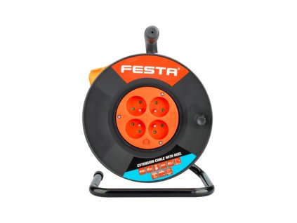 Kabel prodlužovací na bubnu FESTA 25m 4zásuvka  3x1.5mm IP20 MAX 3680W