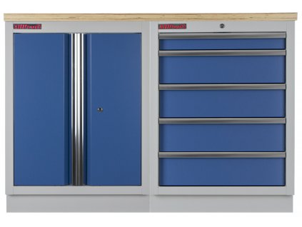 Sestava kvalitních PROFI BLUE dílenských skříněk s pracovní deskou - MTGS1300BAL08