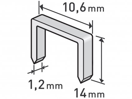 spony, balení 1000ks, 14mm, 10,6x0,52x1,2mm