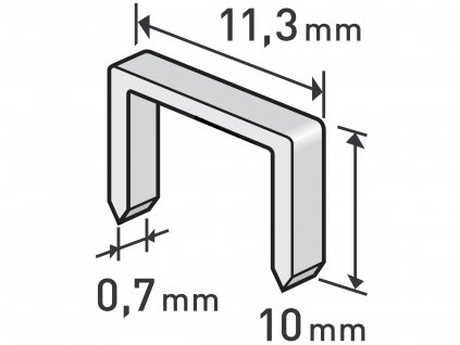 spony, balení 1000ks, 10mm, 11,3x0,52x0,70mm