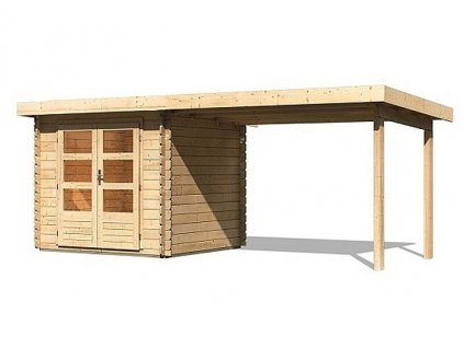 dřevěný domek KARIBU BASTRUP 2 + přístavek 300 cm (91530) natur LG2807