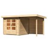 dřevěný domek KARIBU BASTRUP 2 + přístavek 200 cm včetně zadní stěny (9300) natur LG2808