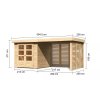 dřevěný domek KARIBU ASKOLA 2 + přístavek 280 cm včetně zadní a boční stěny (9169) natur LG3225