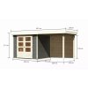 dřevěný domek KARIBU ASKOLA 3 + přístavek 240 cm včetně zadní stěny (9171) terragrau LG3232