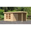 dřevěný domek KARIBU ASKOLA 3,5 + přístavek 240 cm včetně zadní stěny (9176) natur LG3243