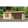 dřevěný domek KARIBU ASKOLA 4 + přístavek 280 cm včetně zadní a boční stěny (77734) natur LG3271