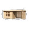 dřevěný domek KARIBU ASKOLA 4 + přístavek 280 cm včetně zadní a boční stěny (9182) natur LG3274