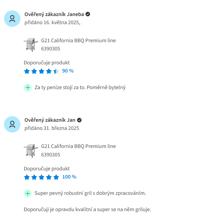 Recenze grilu G21 California na Heurece