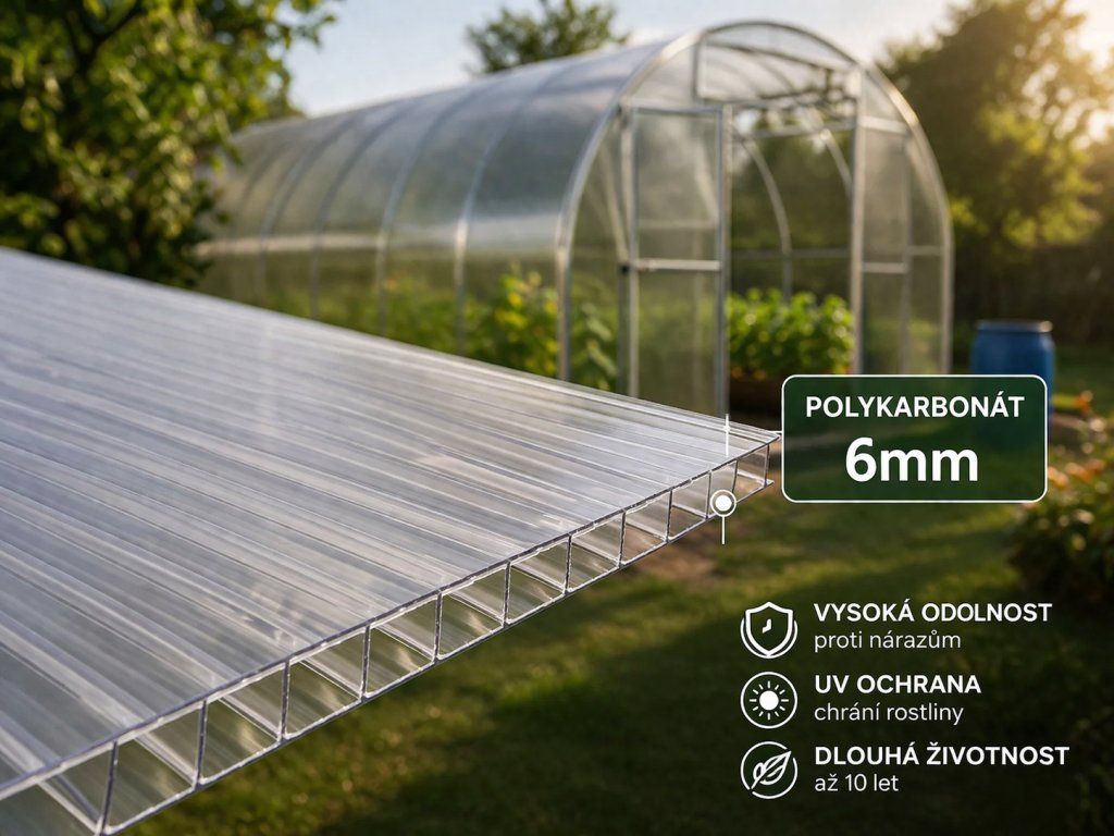 GARDENTEC Classic T — detail zasklení polykarbonátem Guttagliss DUAL BOX 6mm s UV ochranou