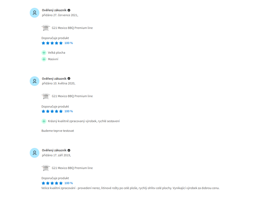 Recenze zákazníka na gril G21 Mexico BBQ na Heurece