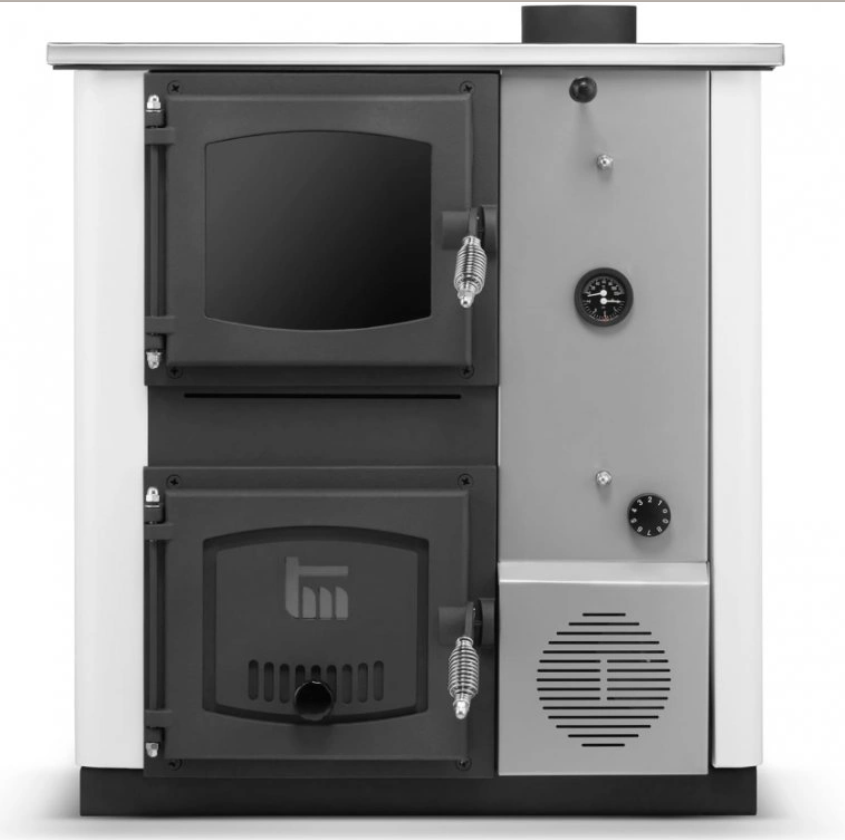 Kuchyňská kamna kotel s výměníkem TEMY PRO 30 kW pravá bílá