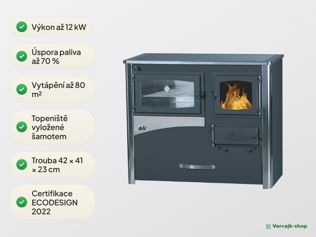 Sporák Concept 2 Air 12 kW INOX pravá