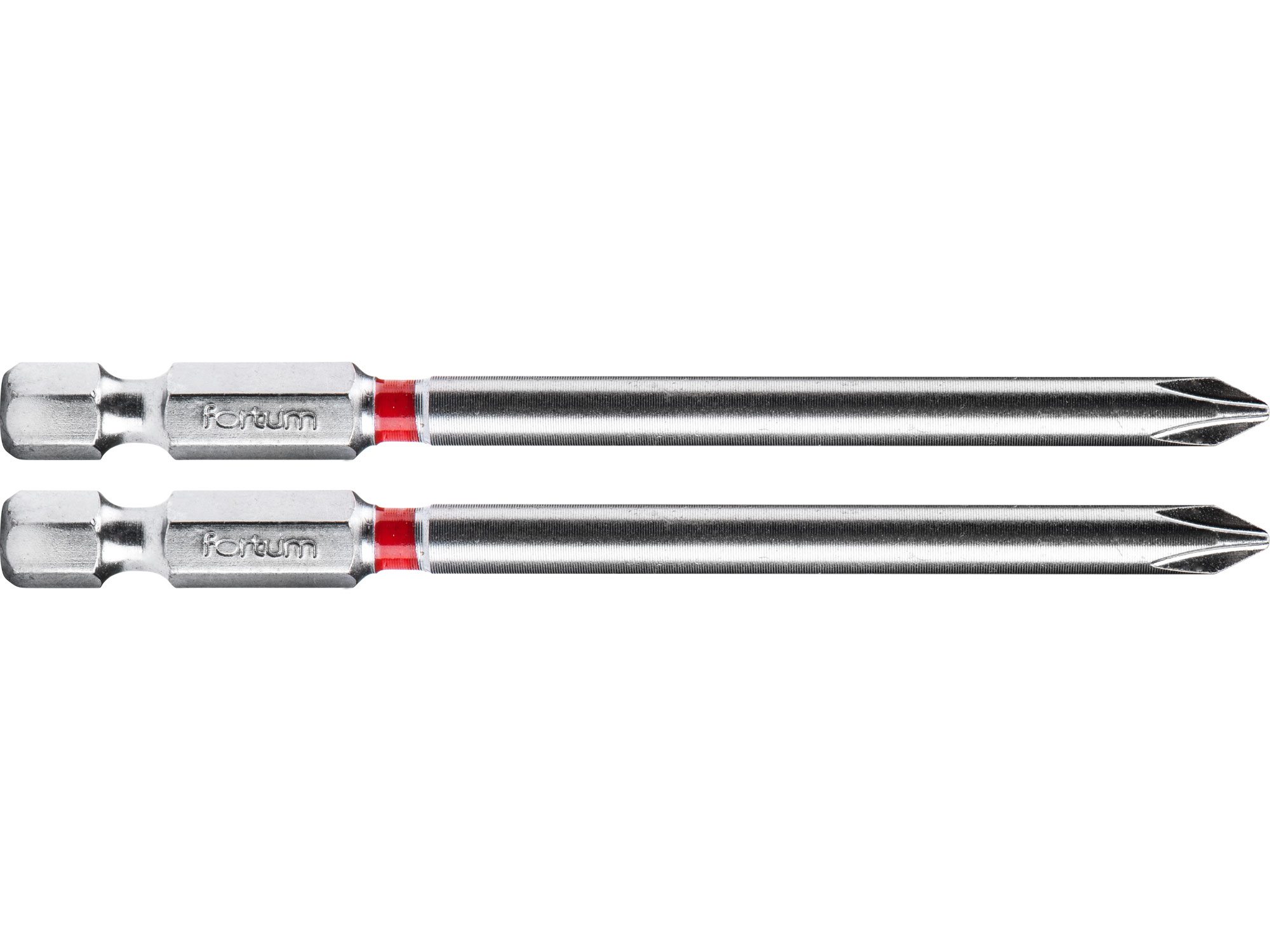 FORTUM hrot křížový Phillips PH1 90mm sada 2ks ocel S2 — pohled na oba hroty v sadě
