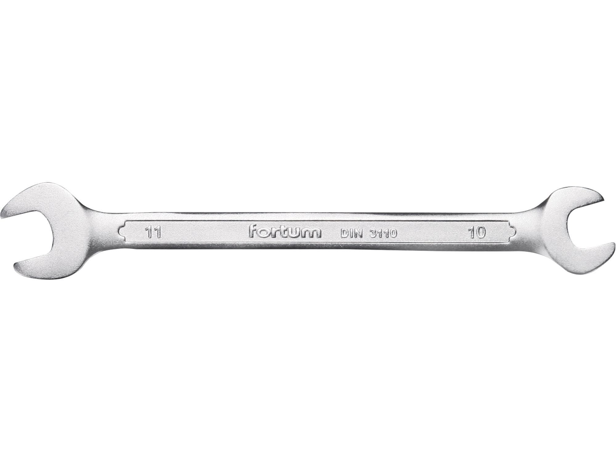 FORTUM klíč plochý 10x11mm — chromovaná ocel CrV, oboustranný, matice i šrouby