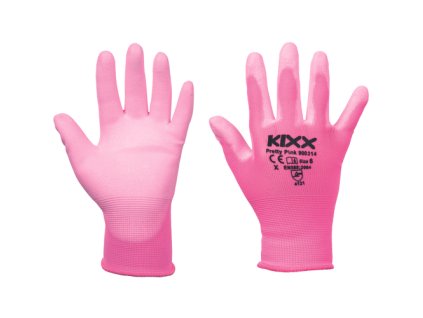 PRETTY PINK ruk.nylonové PU dlaň 72 PÁRŮ (Velikost 6, Barva růžová)
