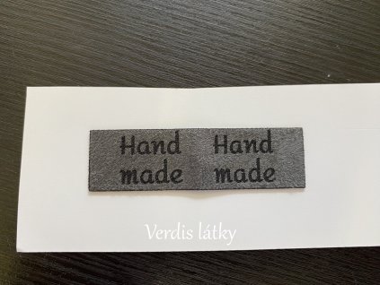 Cedulka ,, hand made ,, koženková ,, do švu. šedá tmavá
