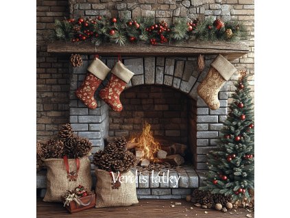 veronika 37383 digi art a brick burning fireplace made of gray 40697926 a830 4799 b9fd e5a73b227978