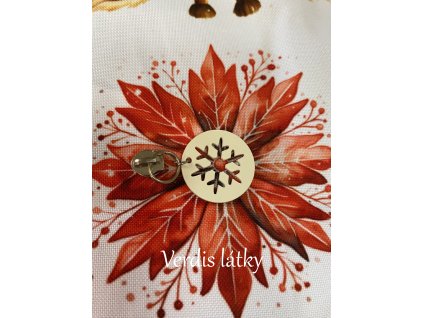 Jezdec kovový  pro zip 5mm s přívěškem - vločka sněhová