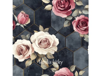 veronika 37383 black gray hexagon geometry roses in powder and e3430a32 6a7e 4f68 8439 3cae2eb9d001