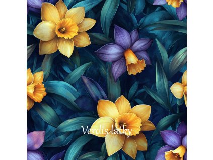 veronika 37383 airbrushed style yellow and purple daffodils wit 4100b085 d6fc 4177 9123 65e3de651d48