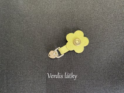 Jezdec kovový pro zip 5mm s přívěškem kytička - zelenkavá