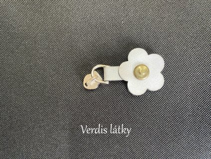 Jezdec kovový pro zip 5mm s přívěškem kytička - stříbrná